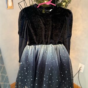 Black Velvet Dress with Starry Tulle Skirt